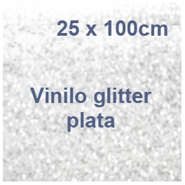 vinilo textil glitter plata